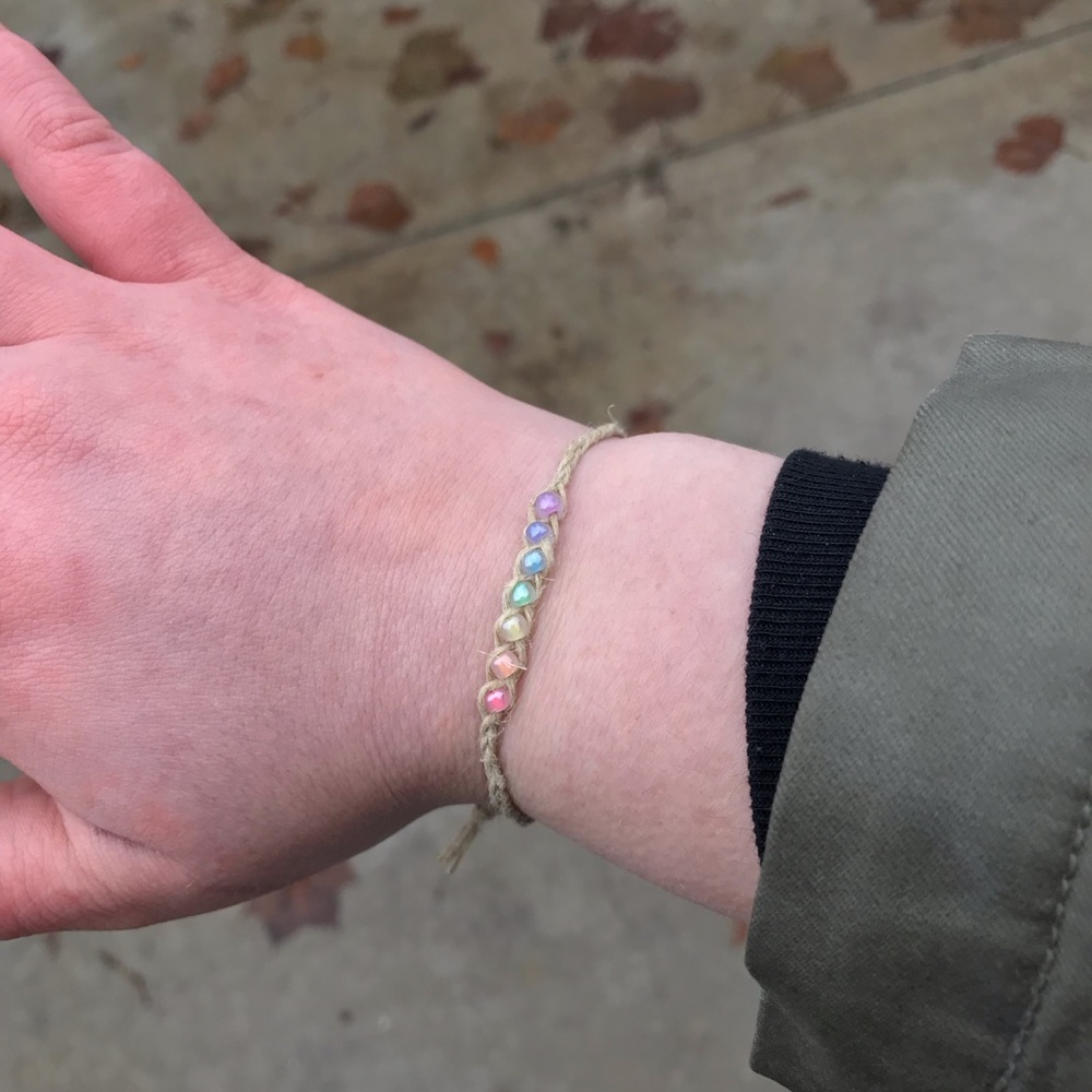 Kawaii Pastel Rainbow Wish Stackable Hemp Bracelet